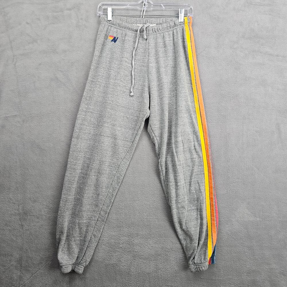 Aviator Nation Striped Jogger Pants Sweatpants Women’s Gray Stripe Size Medium